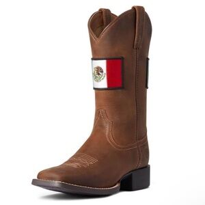 Ariat Tan and Brown Leather Western Pull-On Boot